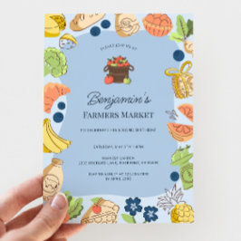 Blue Farmers Market Organic Farm Fresh Birthday Einladung