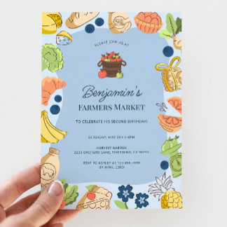 Blue Farmers Market Organic Farm Fresh Birthday Einladung