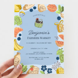 Blue Farmers Market Organic Farm Fresh Birthday Einladung