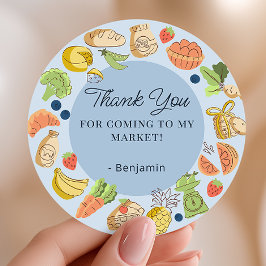Blue Farmers Market Party Favor Thank You Runder Aufkleber