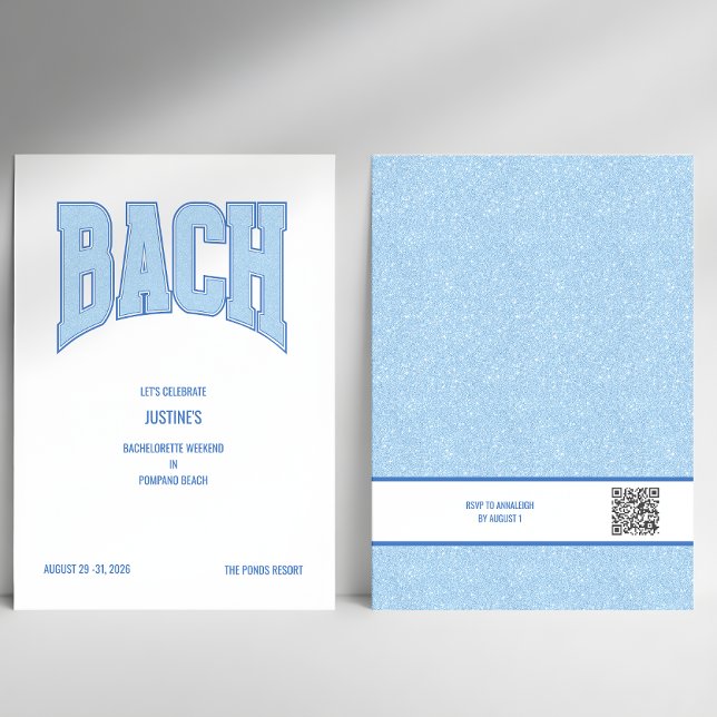 Blue Faux Glitter BACH Bachelorette Party  Einladung (Von Creator hochgeladen)