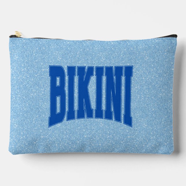 Blue Faux Glitter + Navy BIKINI Zubehörtasche (Vorderseite)