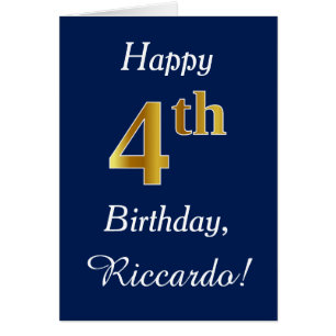 Blue, Faux Gold 4e anniversaire + Nom personnalisé