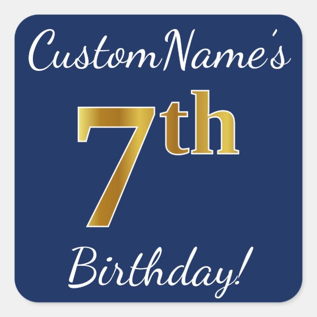 Blue, Faux Gold 7e anniversaire + Autocollant de n (Devant)