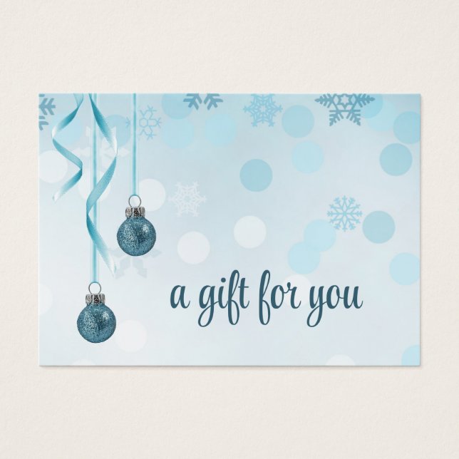 Blue Faux Parties scintillant Noël Ornements Carte (Devant)