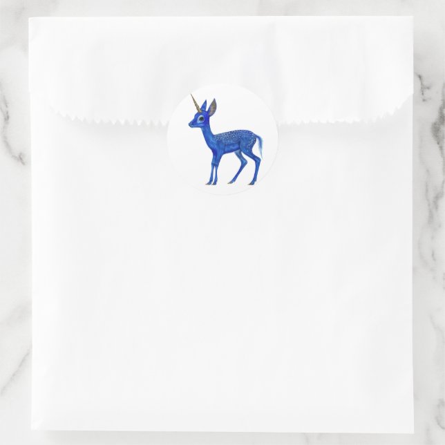 Blue Fawnicorn Runder Aufkleber (Tasche)
