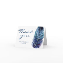 Blue Feather Wedding Vielen Dank Ihr Hinweis Karte