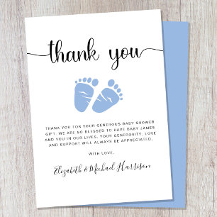 Blue Feet Baby Boy Douche Carte de remerciements