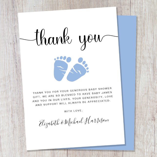Blue Feet Baby Boy Douche Carte de remerciements (Créateur téléchargé)