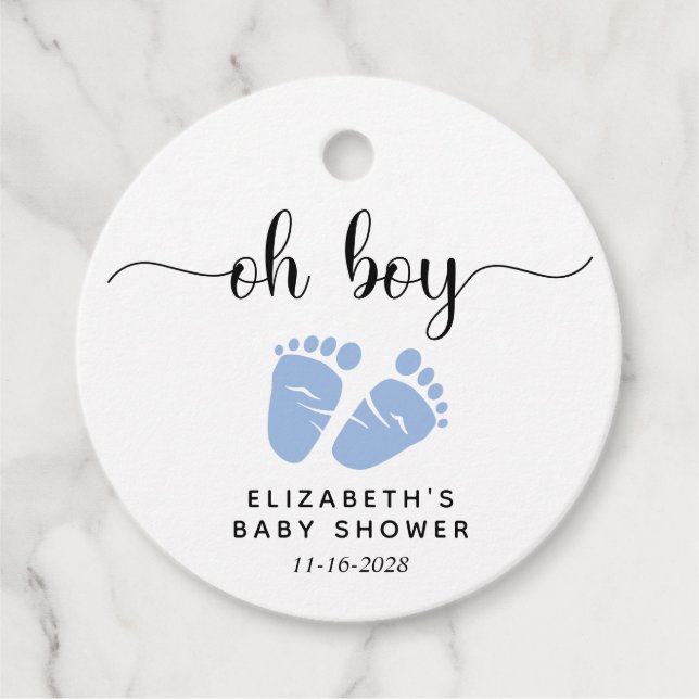 Blue Feet Boy Baby Dusche Geschenkanhänger (Vorderseite)