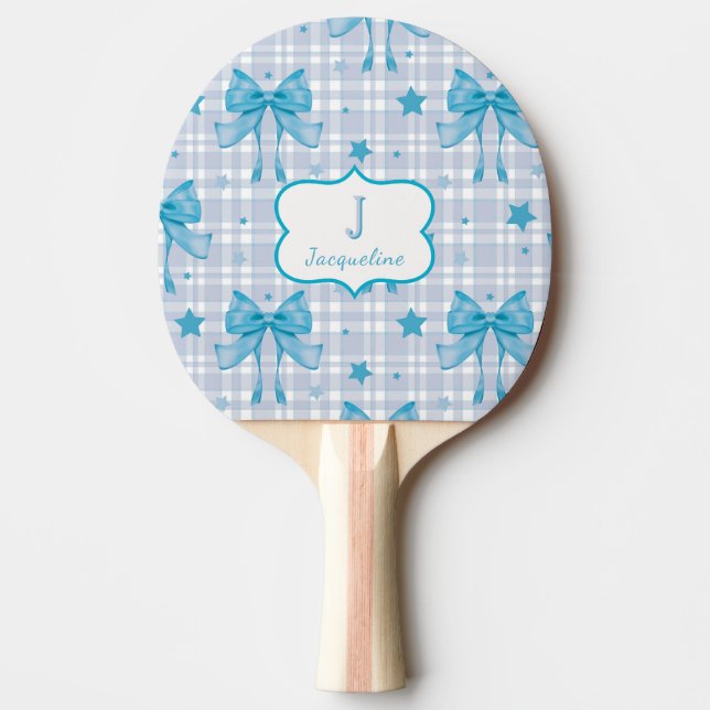 Blue Feminine Coquette Bows Tischtennis Schläger (Vorderseite)