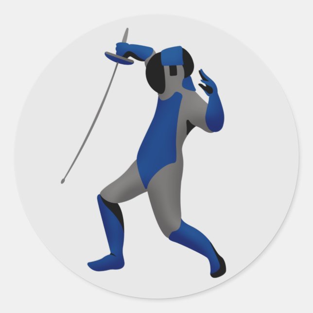 Blue Fencer Runder Aufkleber (Vorderseite)