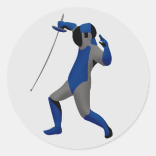 Blue Fencer Runder Aufkleber