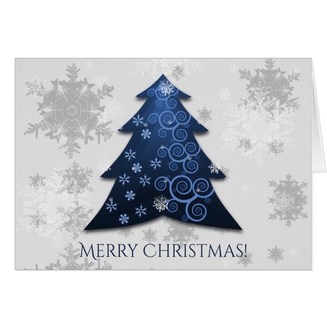 Blue Festivals Weihnachtsbaum Grußkarte (Vorderseite (Horizontal))
