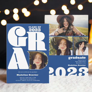 Blue fett übergroß Grad 4 Foto 2023 Abschluss Einladung