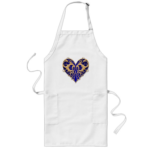 Blue Filigree Heart Schürze (Vorne)