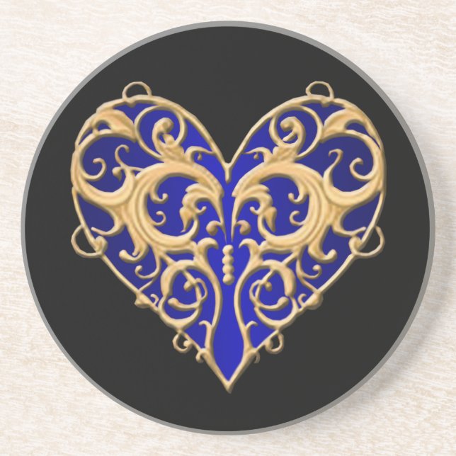 Blue Filigree Heart Untersetzer (Vorne)
