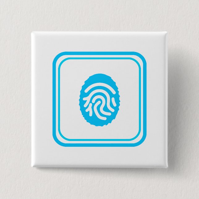 Blue Fingerprint Biometric Security Button (Vorderseite)