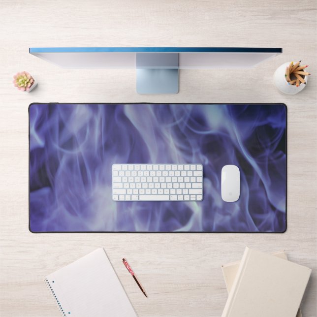 Blue Fire Flames Art Desk Pad (Bureau 1)