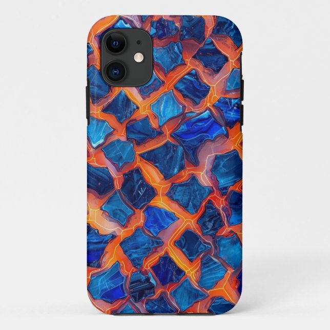 Blue Fire Mosaic Mobile Case (Rückseite)