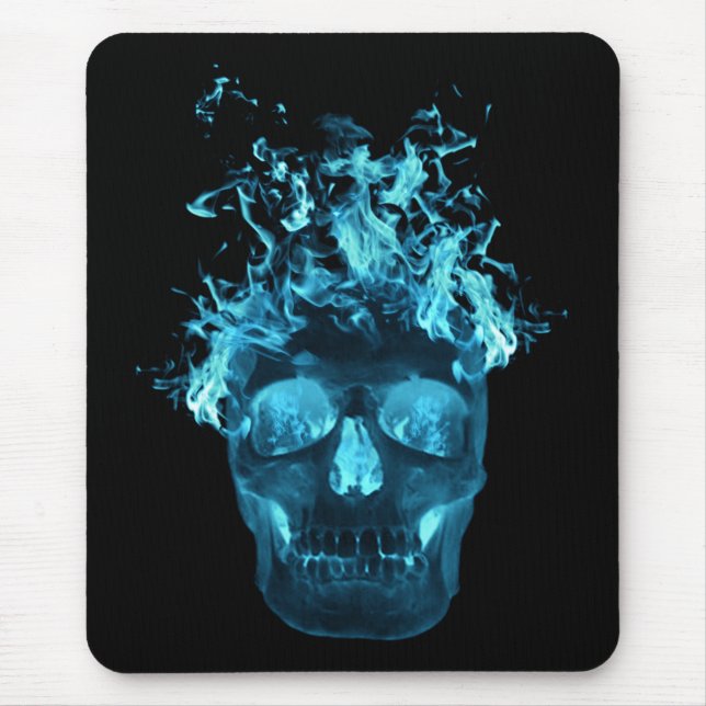 Blue Fire Skull Mouse Pad Mousepad (Vorne)