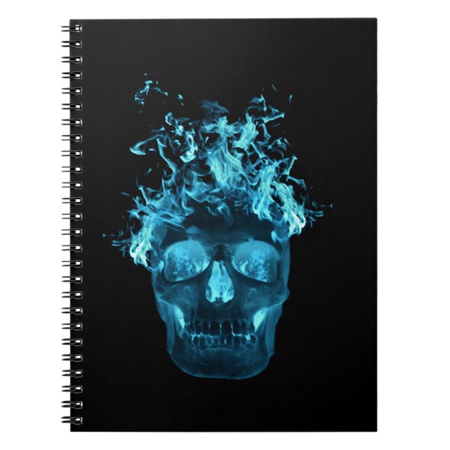Blue Fire Skull Spiral Notebook Notizblock (Vorderseite)