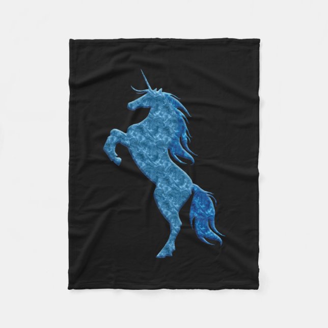 Blue Fire Unicorn Fleece Blanket (Vorderseite)