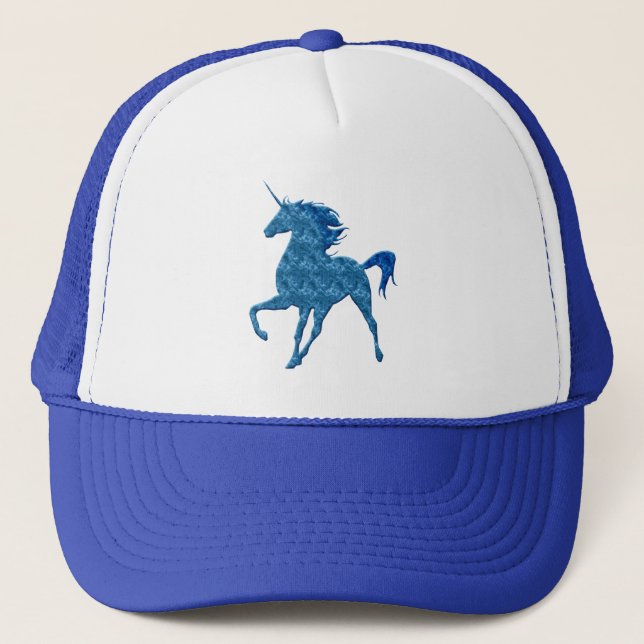 Blue Fire Unicorn Hat Truckerkappe (Vorderseite)