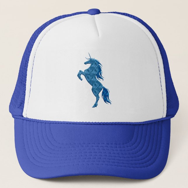 Blue Fire Unicorn Hat Truckerkappe (Vorderseite)