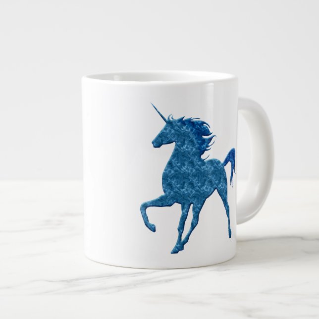 Blue Fire Unicorn Jumbo Tasse (Vorderseite Rechts)