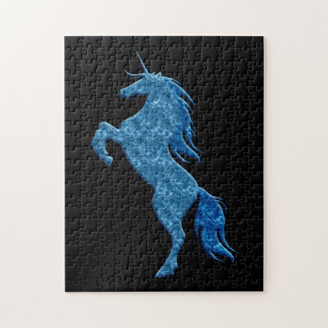 Blue Fire Unicorn Puzzle (Vertical)