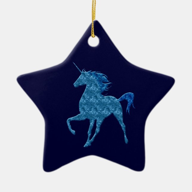 Blue Fire Unicorn Star Ornament (Vorne)