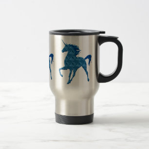 Blue Fire Unicorn Travel Mug