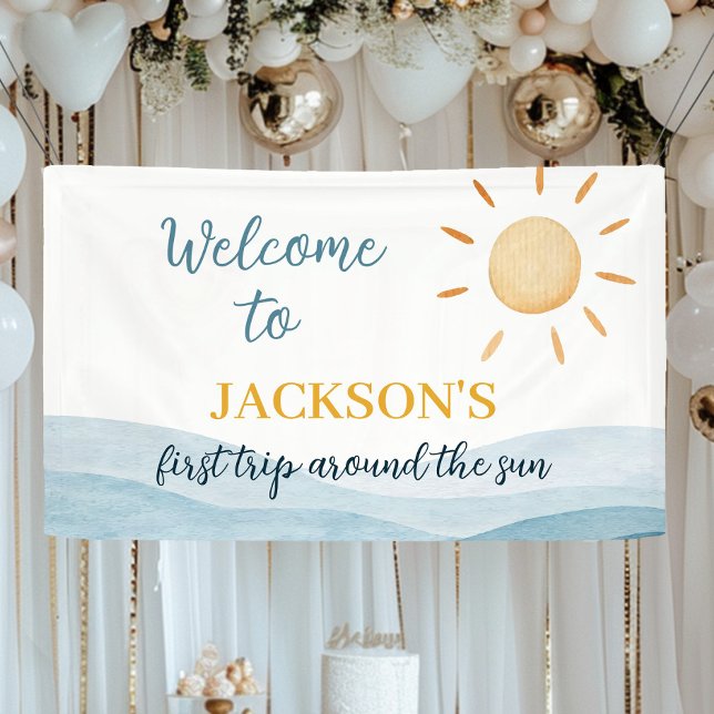 Blue First Trip rund um Sun Birthday Banner (Von Creator hochgeladen)