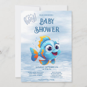 Blue Fish Baby Shower Einladung