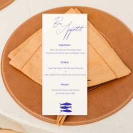Blue Fish Design Wedding Menu Italien Menükarte