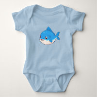 Blue Fish Drawing, Cartoon Style