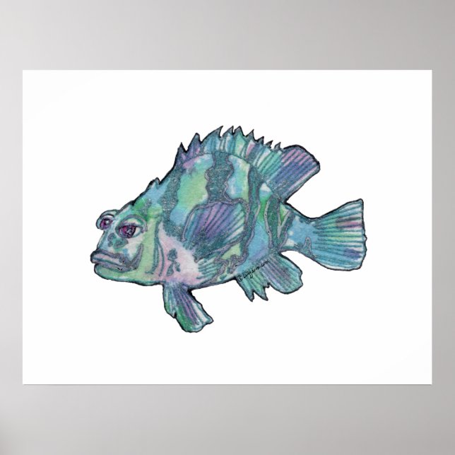 Blue Fish Funkelnd Children's Wall Poster (Vorne)