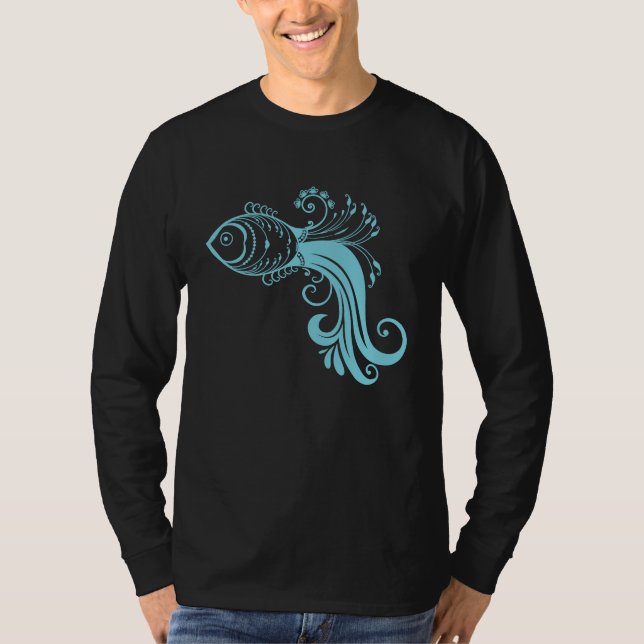 Blue fish Pattern T-Shirt (Vorderseite)