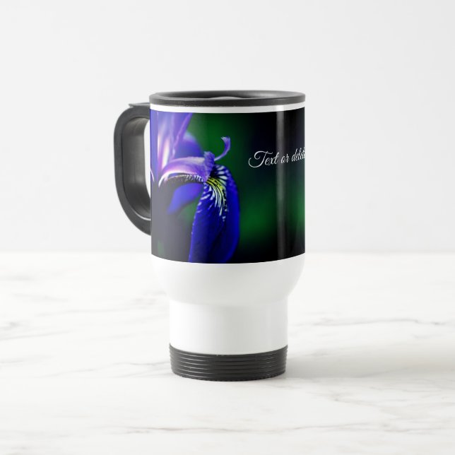 Blue Flag Iris Blume Personalisiert Reisebecher (Vorderseite Links)