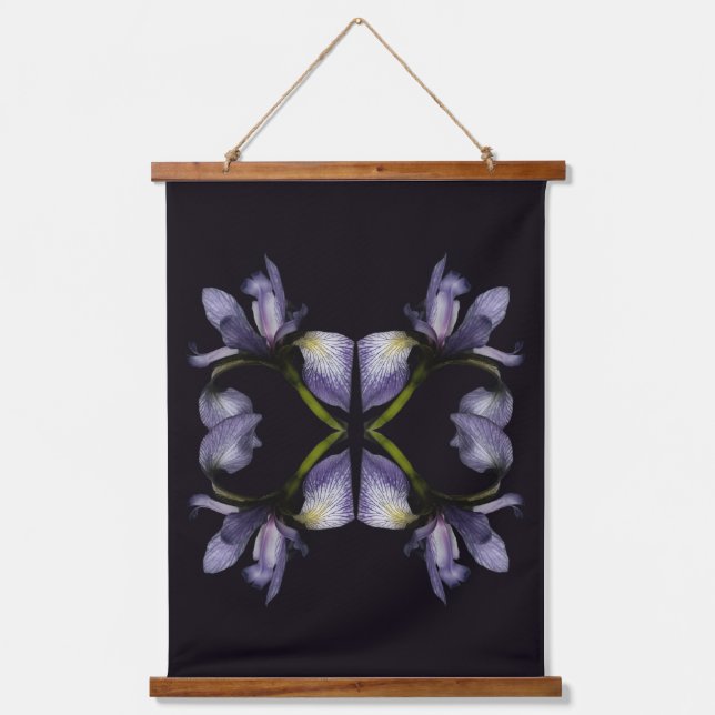 Blue Flag Iris Flower Abstract Wandteppich Mit Holzrahmen (Vorderseite)