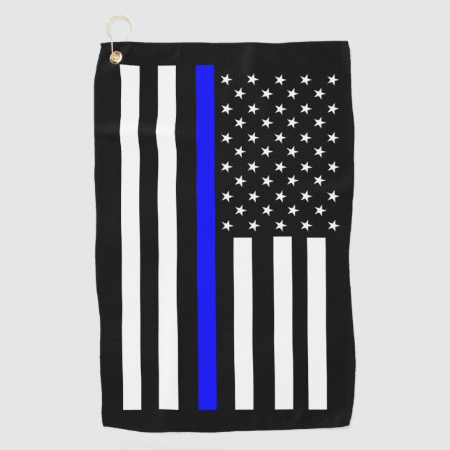 Blue Flag Thin Line Golfhandtuch (Vorderseite)