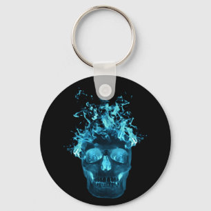 Blue Flam Skull Schlüsselkette Schlüsselanhänger