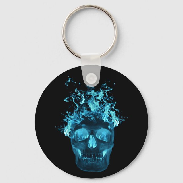 Blue Flam Skull Schlüsselkette Schlüsselanhänger (Vorderseite)