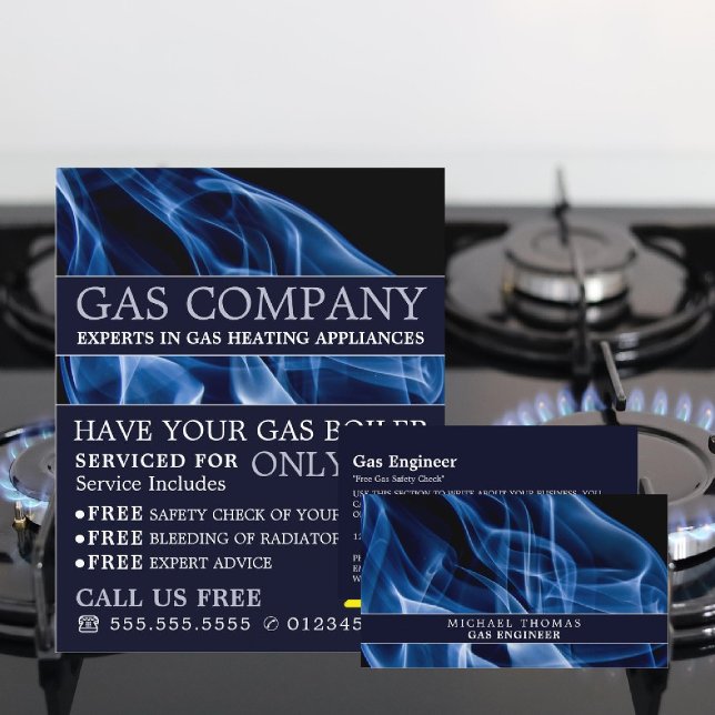 Blue Flame, Gas Engineer und Lieferantenwerbung Flyer (Von Creator hochgeladen)