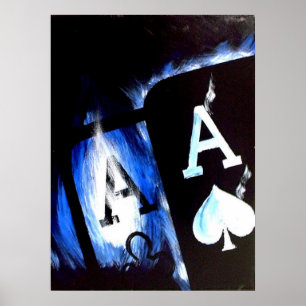 Blue Flame Pocket Aces Poker Poster von Tee Alfons