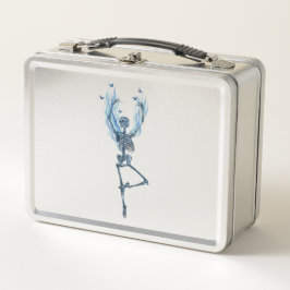 Blue Flames Ballerina Tanz Skelettdesign Metall Brotdose