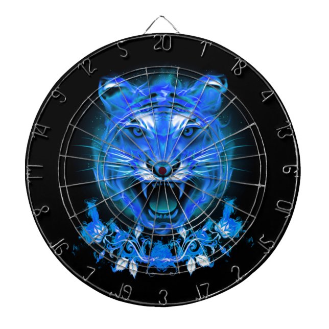 Blue Flaming Fire Tiger Dartscheibe (vorne)