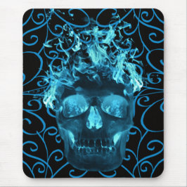 Blue Flaming Skull Mouse Pad Mousepad