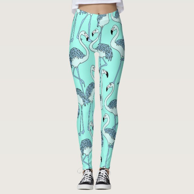 Blue Flamingos Leggings (Vorderseite)